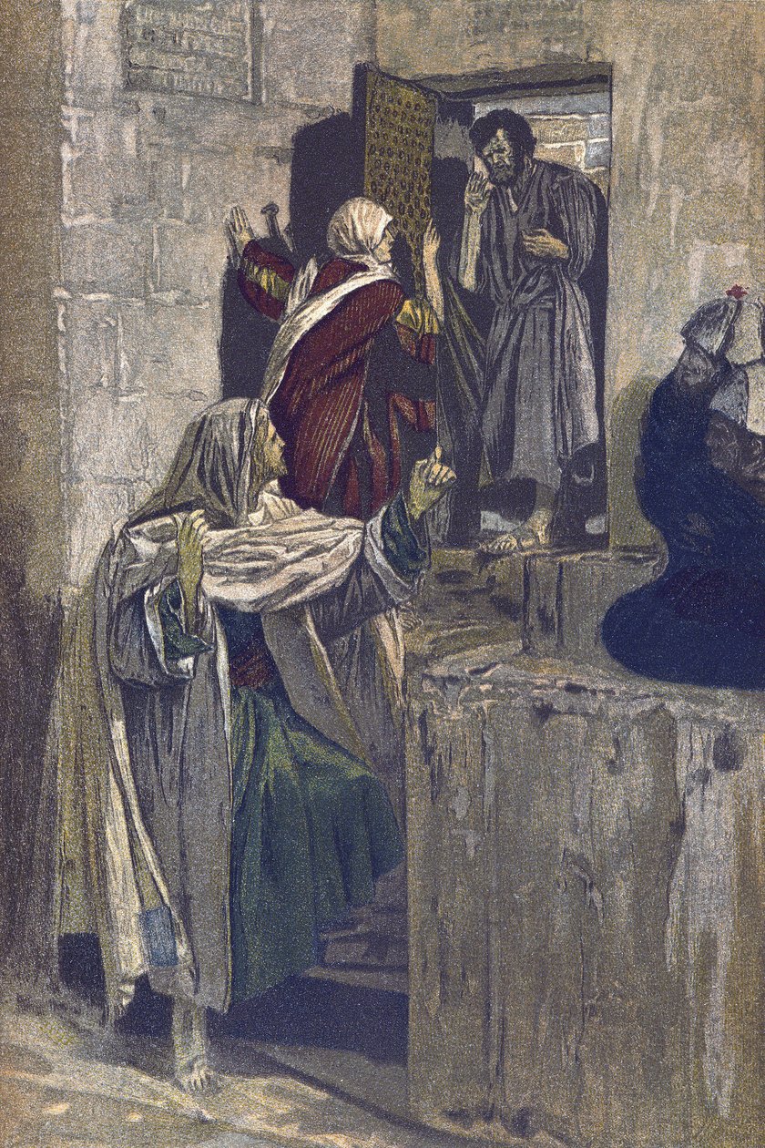 Szent Péter első tagadása – Szent Péter első megtagadása – „A mi Urunk Jézus Krisztus életéből” – 1899 James Tissot – La vie de notre seigneur Jesus Christ, Jacques Joseph (Jacques Joseph) Tissot dit James Tissot (1836-1902) alkotó: James Jacques Joseph Tissot