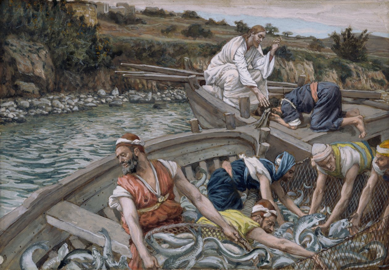 Az első csodálatos halvázlat, illusztráció a Krisztus életéhez, 1886-94 körül (wc és gouache kartonon) alkotó: James Jacques Joseph Tissot