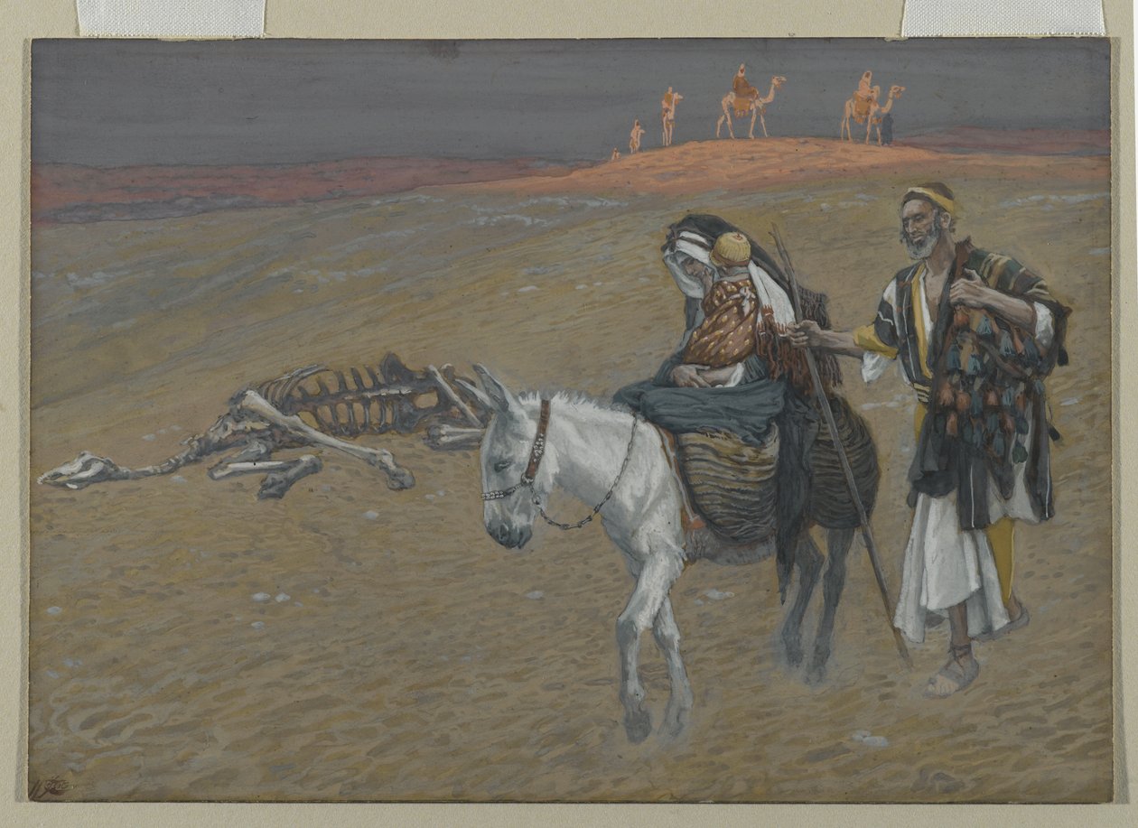 Repülés Egyiptomba, illusztráció az Urunk Jézus Krisztus életéből (wc grafit fölött, papíron) alkotó: James Jacques Joseph Tissot