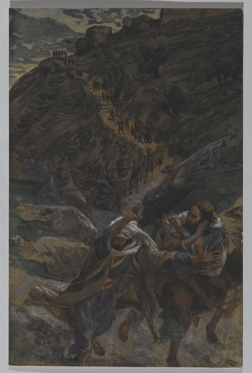 Az apostolok menekülése, illusztráció az Urunk, Jézus Krisztus élete című könyvből, 1886-94 (wc grafit felett, papíron) alkotó: James Jacques Joseph Tissot