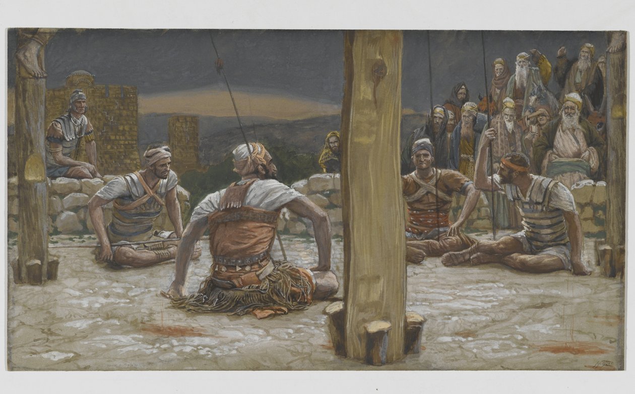 A Négy Őr leült, és nézte őt, illusztráció az Urunk Jézus Krisztus élete, 1886-94 (wc grafit felett, papíron) című könyvéből alkotó: James Jacques Joseph Tissot