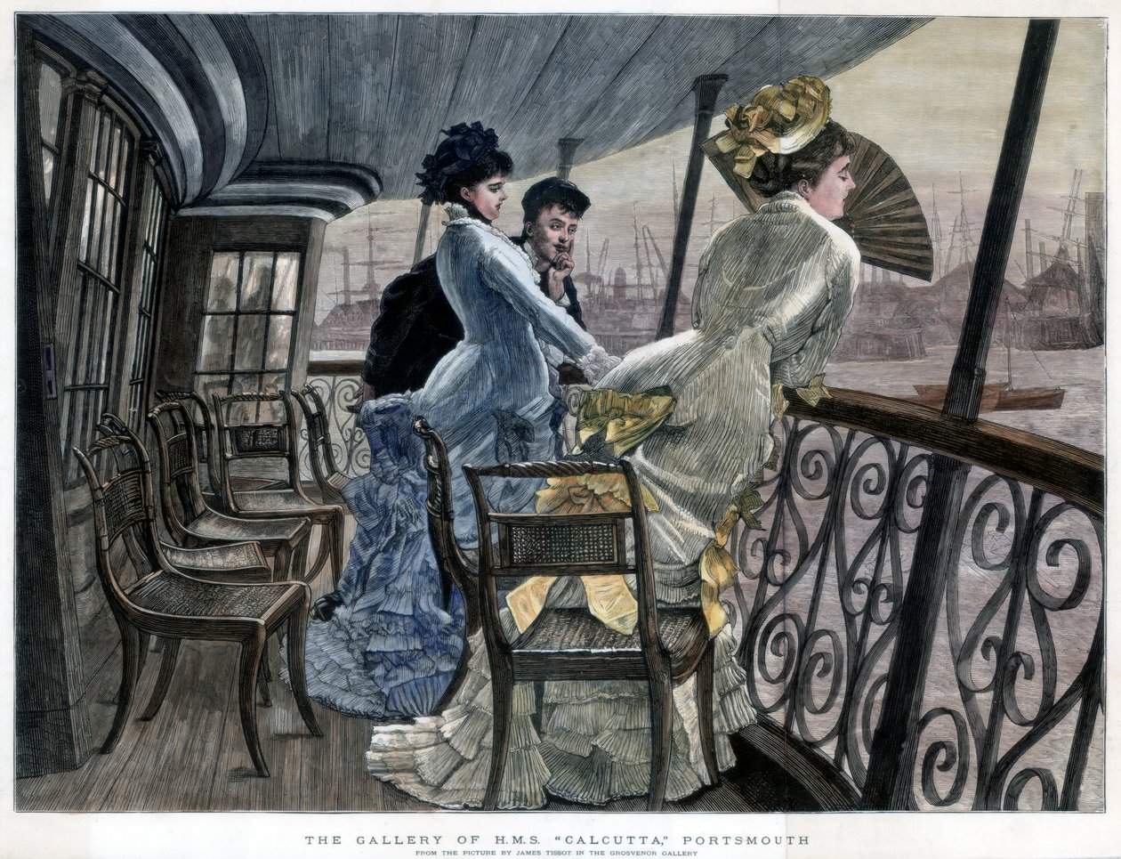 The Gallery of H M S Calcutta, Portsmouth, 1850-1900. alkotó: James Jacques Joseph Tissot