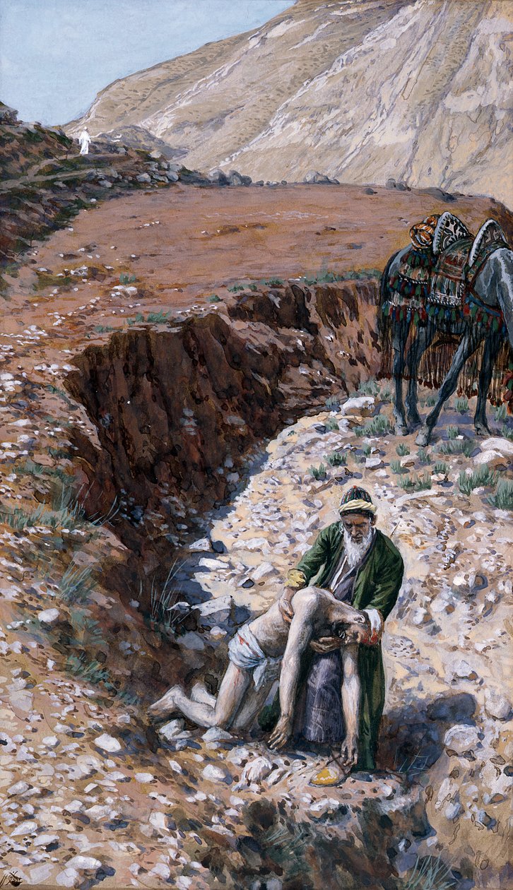 Az irgalmas szamaritánus, illusztráció a Krisztus életéhez, 1886-94 körül (wc és gouache kartonon) alkotó: James Jacques Joseph Tissot