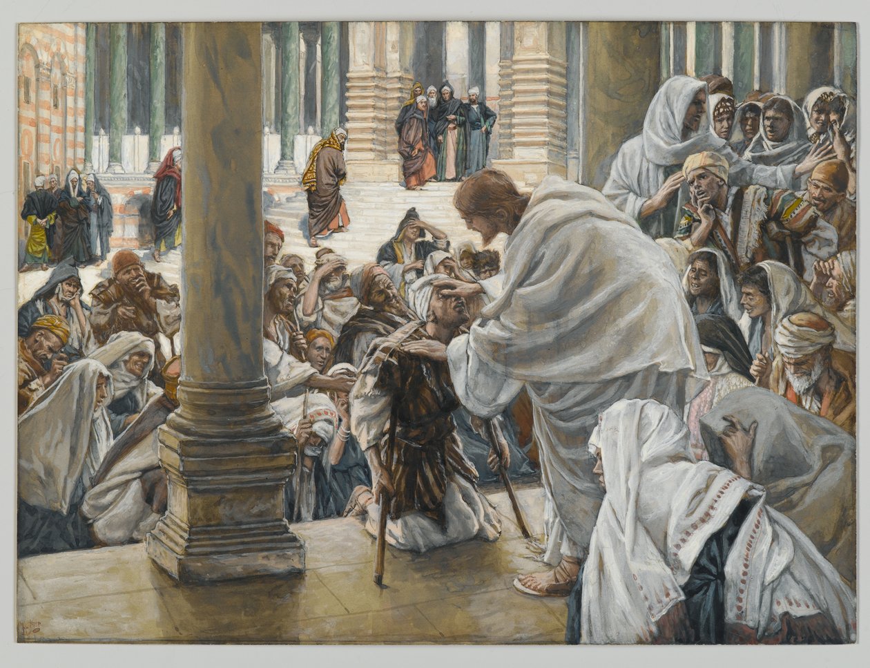 A sánták gyógyulása a templomban, illusztráció a Krisztus életéhez, 1886-94 körül (wc és gouache kartonon) alkotó: James Jacques Joseph Tissot