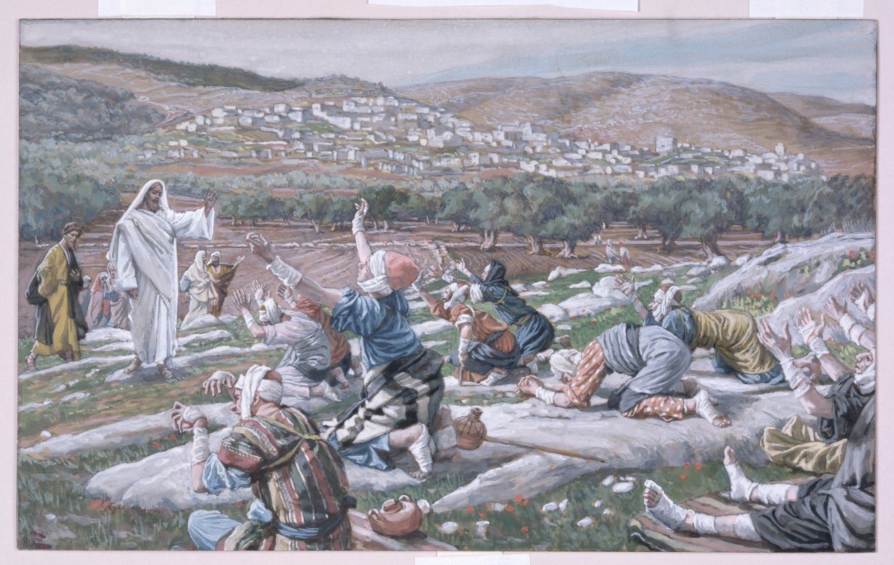 A Leprások gyógyulása, illusztráció a Krisztus életéhez, 1886-94 körül (wc és gouache kartonon) alkotó: James Jacques Joseph Tissot