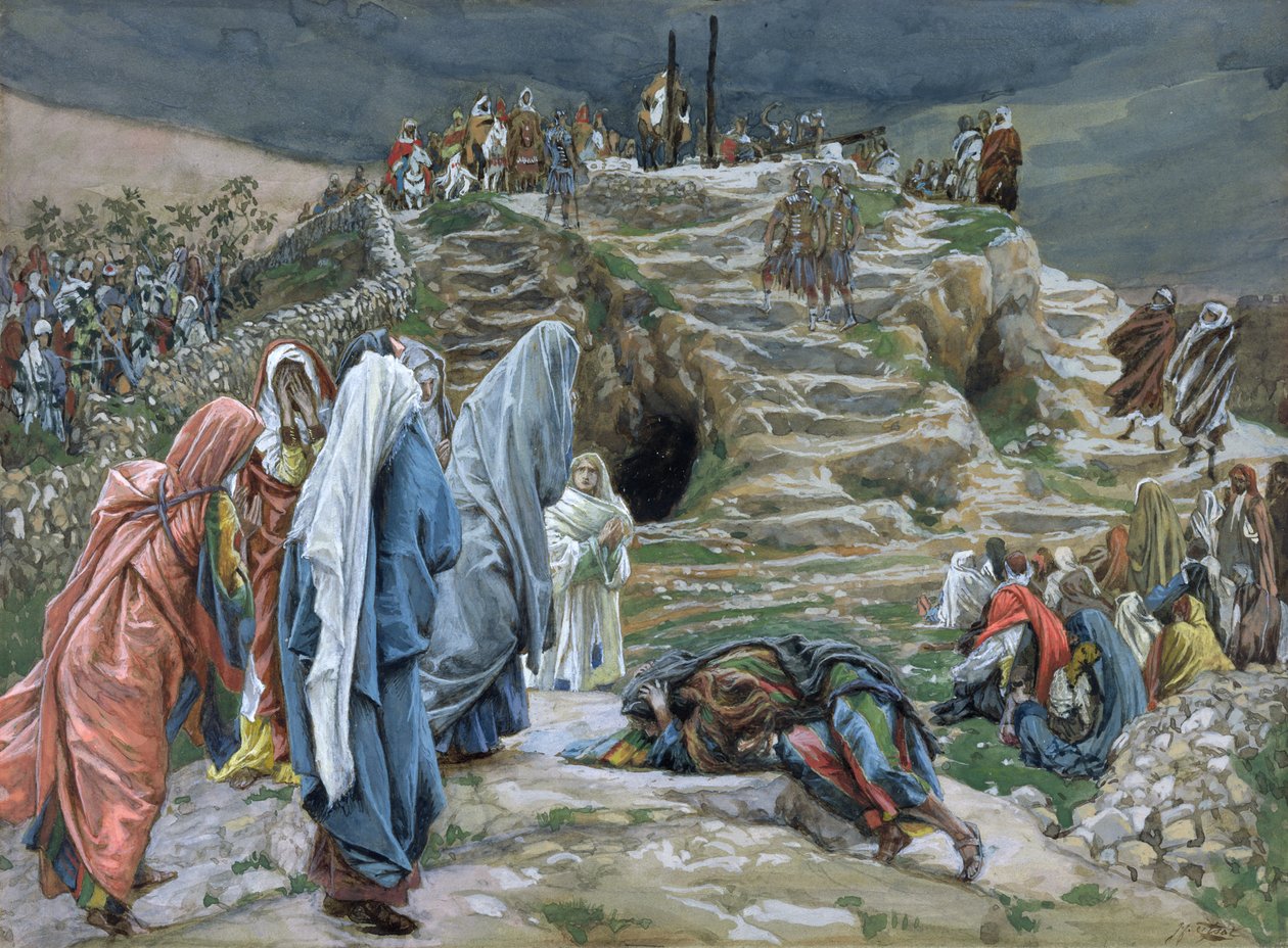 A szent asszonyok távol állnak, és látják, mi történik, illusztráció a Krisztus életéhez, 1886-94 (wc és gouache kartonon) alkotó: James Jacques Joseph Tissot