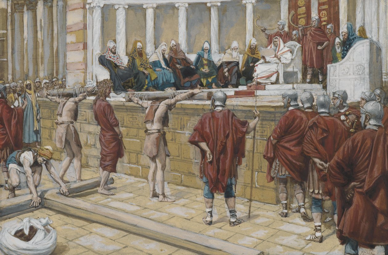 Ítélet a Gabbatáról, illusztráció az Urunk Jézus Krisztus élete című könyvből, 1886-94 (wc grafit fölött, papíron) alkotó: James Jacques Joseph Tissot