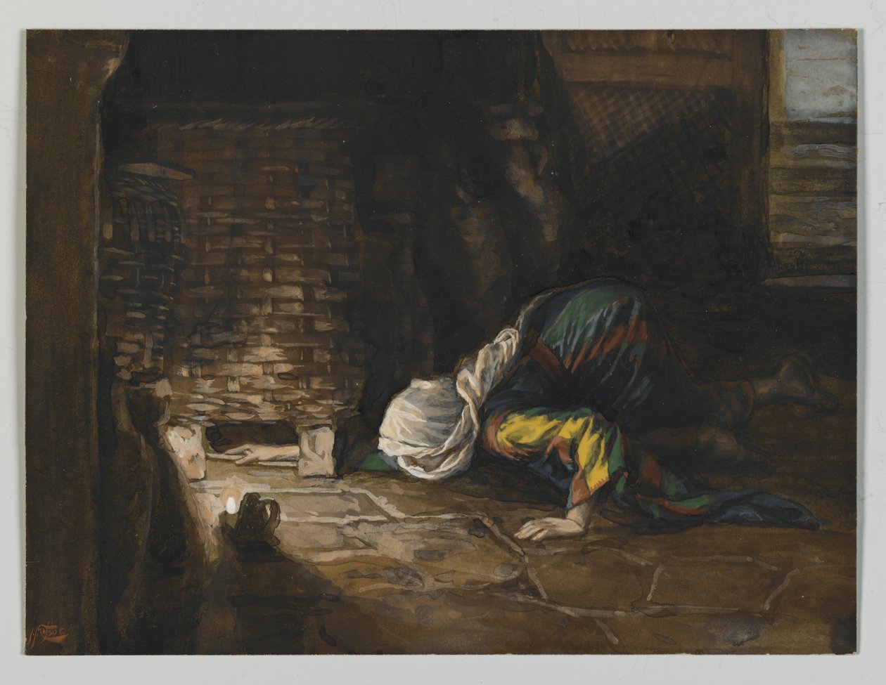 Az elveszett drachma, illusztráció a mi Urunk Jézus Krisztus életéből (wc grafit fölött papíron) (wc grafit fölött papíron) alkotó: James Jacques Joseph Tissot