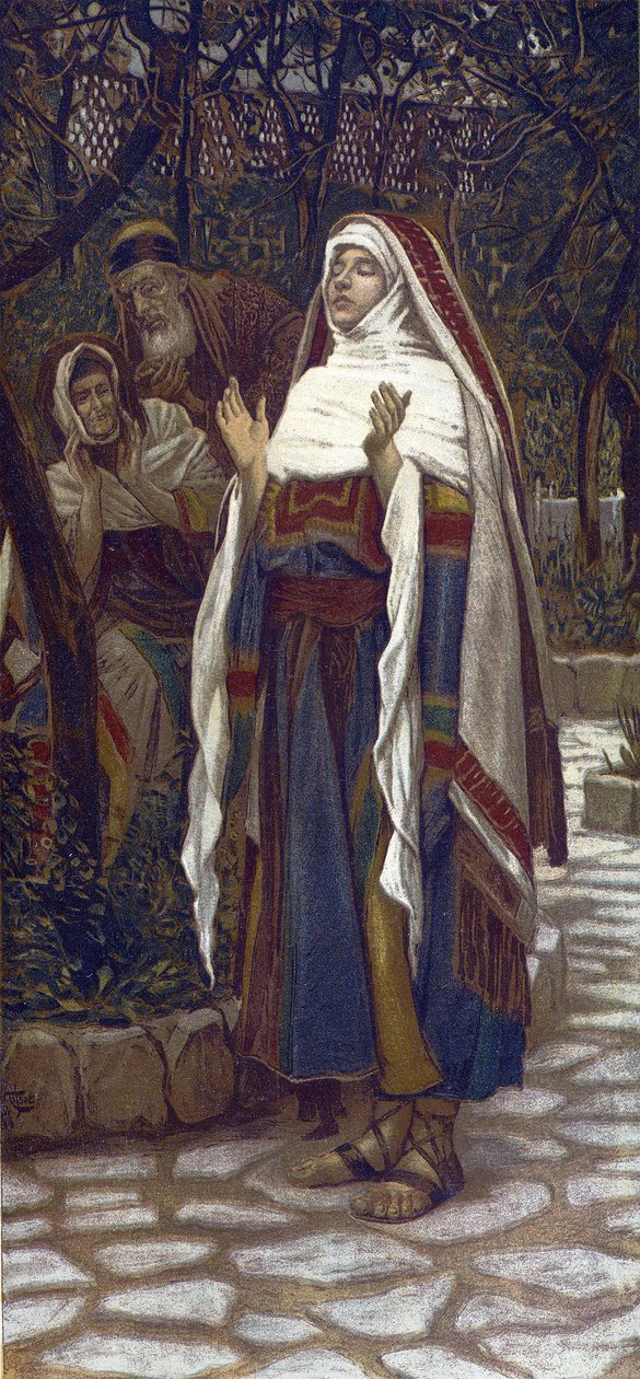 A Magnificat (a dicsőítő ének, amelyet Szűz Mária énekelt az Angyali üdvözlet után) - A Magnificat - A mi Urunk Jézus Krisztus életéből" - 1899 James Tissot - La vie de notre seigneur Jézus Krisztus, Jacques Joseph (Jacques Joseph) Tissot dit alkotó: James Jacques Joseph Tissot