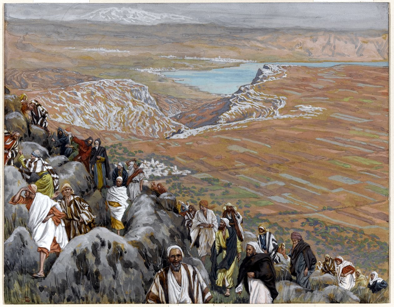 Az emberek keresik Krisztust, hogy királlyá tegye, illusztráció a Krisztus életéhez, 1886-94 körül (wc és gouache kartonon) alkotó: James Jacques Joseph Tissot