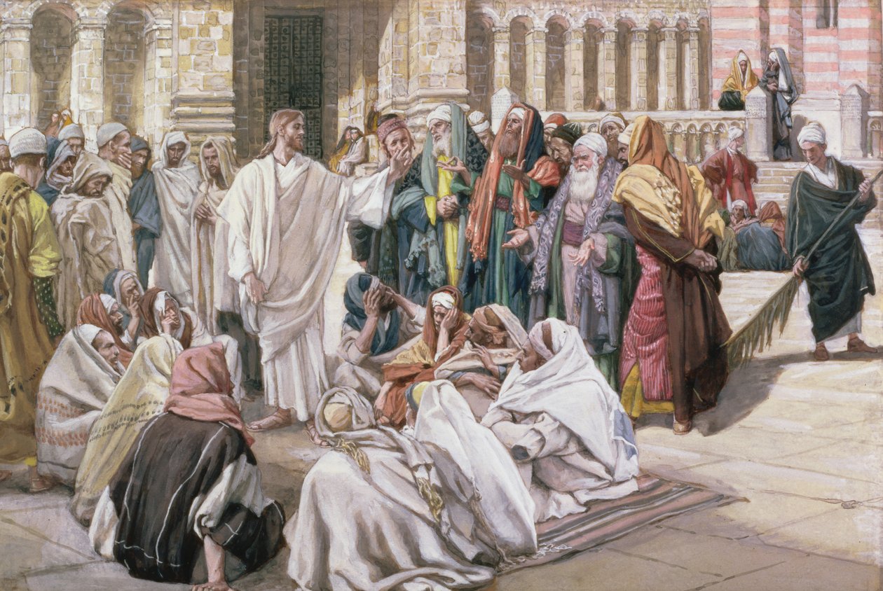 A farizeusok megkérdőjelezik Jézust, illusztráció a Krisztus életéhez, 1886-96 körül (guache, kartonpapír) alkotó: James Jacques Joseph Tissot