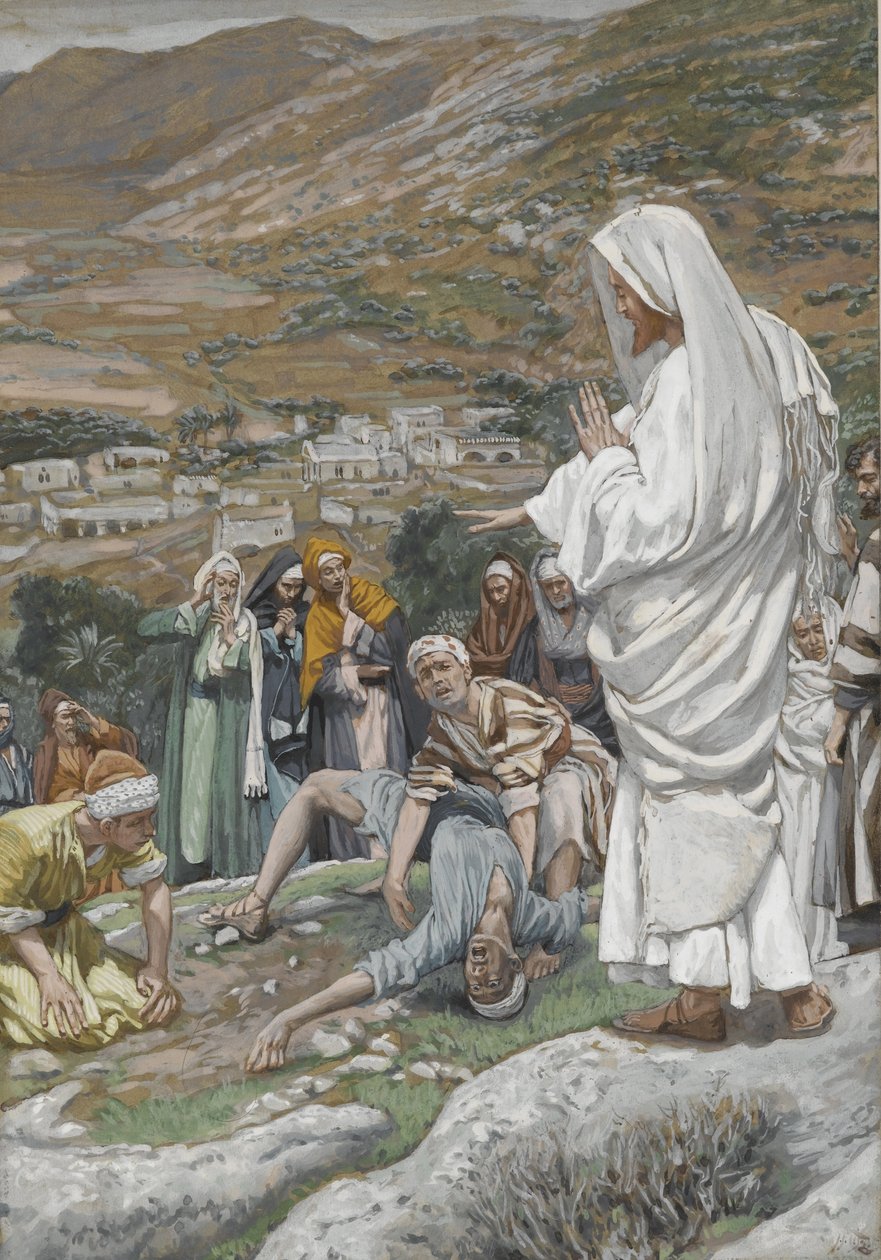 A megszállott fiú a Tábor-hegy lábánál, illusztráció az Urunk, Jézus Krisztus élete, 1886-96 című könyvéből (wc grafit fölött, papíron) alkotó: James Jacques Joseph Tissot