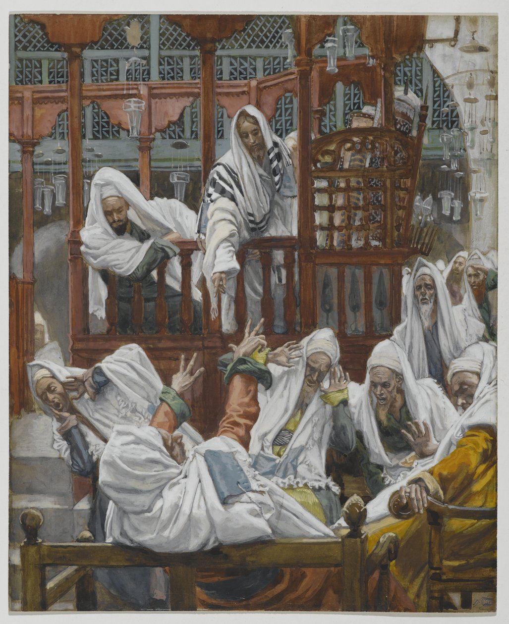 A megszállott ember a zsinagógában, illusztráció a mi Urunk Jézus Krisztus életéből (wc grafit fölött, papíron) alkotó: James Jacques Joseph Tissot