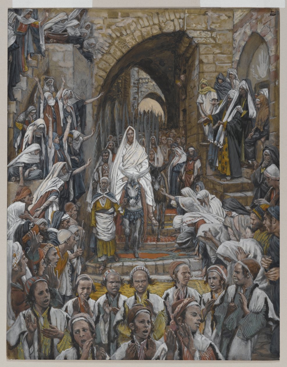 A körmenet a jeruzsálemi utcákon, illusztráció az Urunk, Jézus Krisztus élete című filmből, 1886-94 (wc grafit felett, papíron) alkotó: James Jacques Joseph Tissot