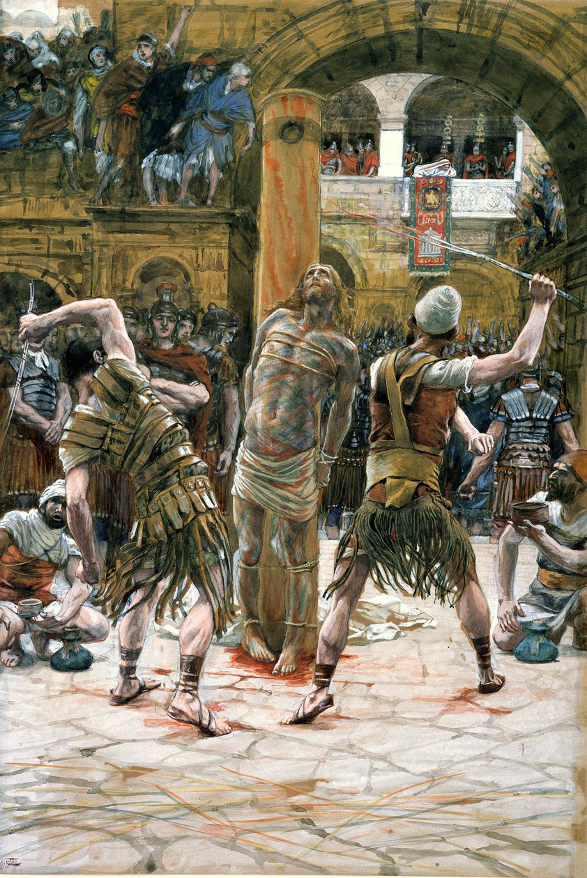 A korbácsolás, illusztráció a Krisztus életéhez, 1884-96 (wc és gouache kartonon) alkotó: James Jacques Joseph Tissot