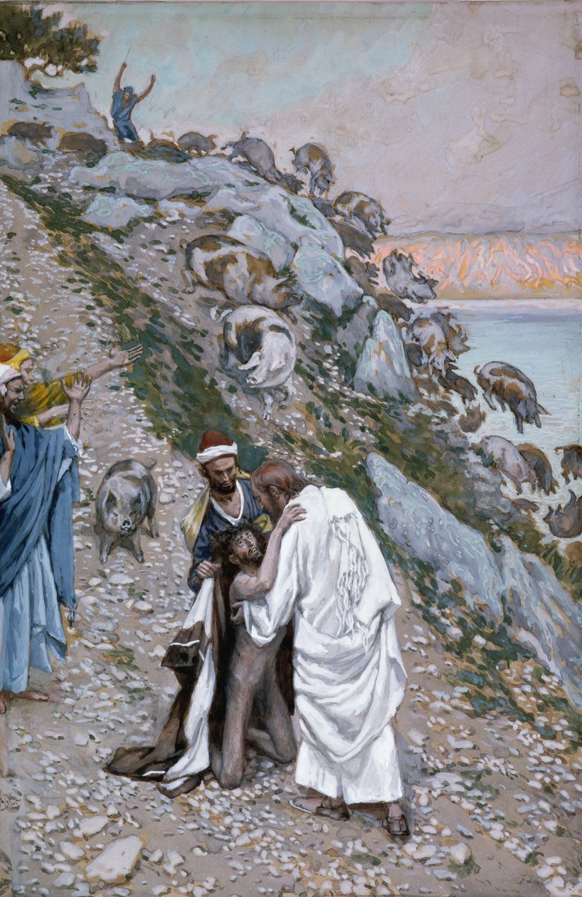 A tengerbe hajtott sertés, illusztráció a Krisztus életéhez, 1886-94 körül (wc és gouache kartonon) alkotó: James Jacques Joseph Tissot