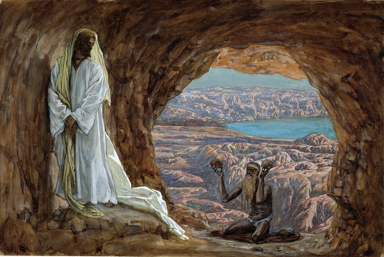 A kísértés a vadonban, illusztráció a Krisztus életéhez, 1886-94 körül (wc és gouache kartonon) alkotó: James Jacques Joseph Tissot