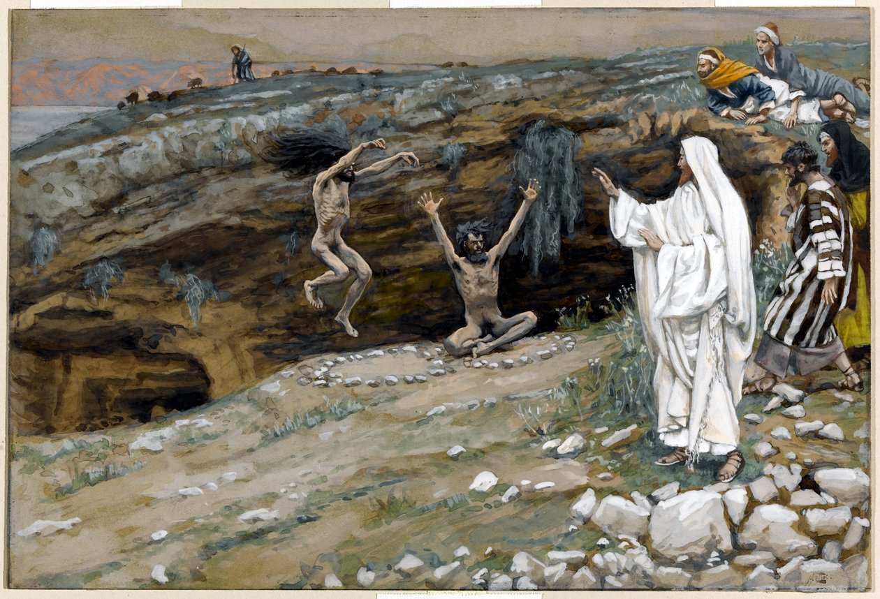 A két tisztátalan szellemektől megszállt ember, illusztráció: Krisztus élete, 1884-96 (wc és gouache kartonon) alkotó: James Jacques Joseph Tissot