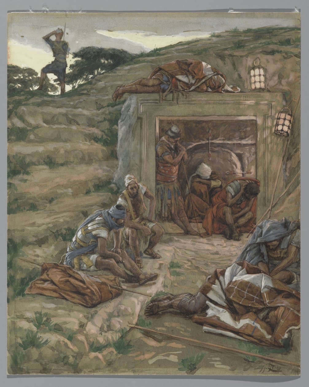 The Watch Over the Tomb, illusztráció: Urunk Jézus Krisztus élete, 1886-94 (wc grafit felett papíron) alkotó: James Jacques Joseph Tissot
