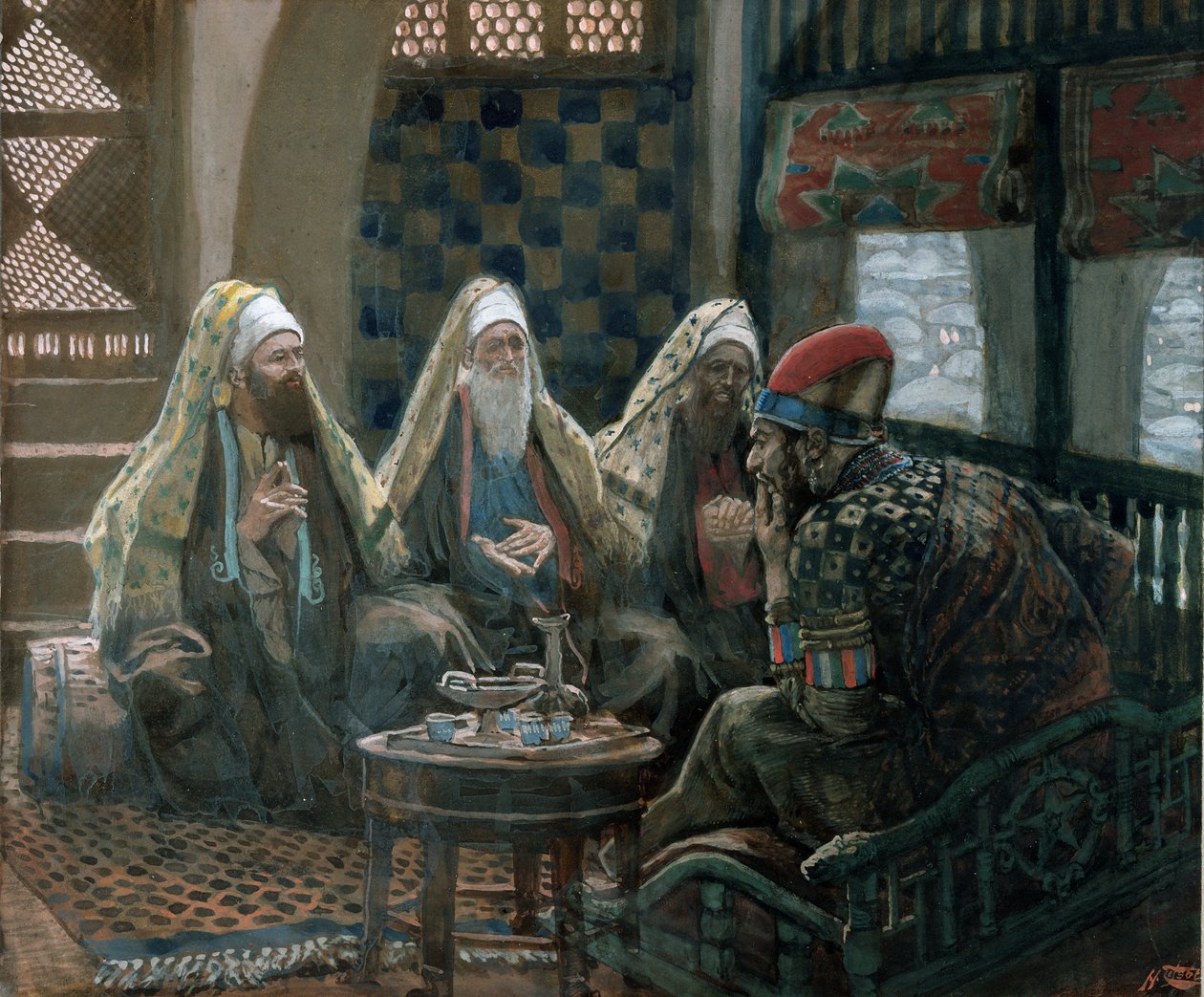 A bölcsek és Heródes, illusztráció a Krisztus életéhez, 1886-94 (wc és gouache kartonon) alkotó: James Jacques Joseph Tissot