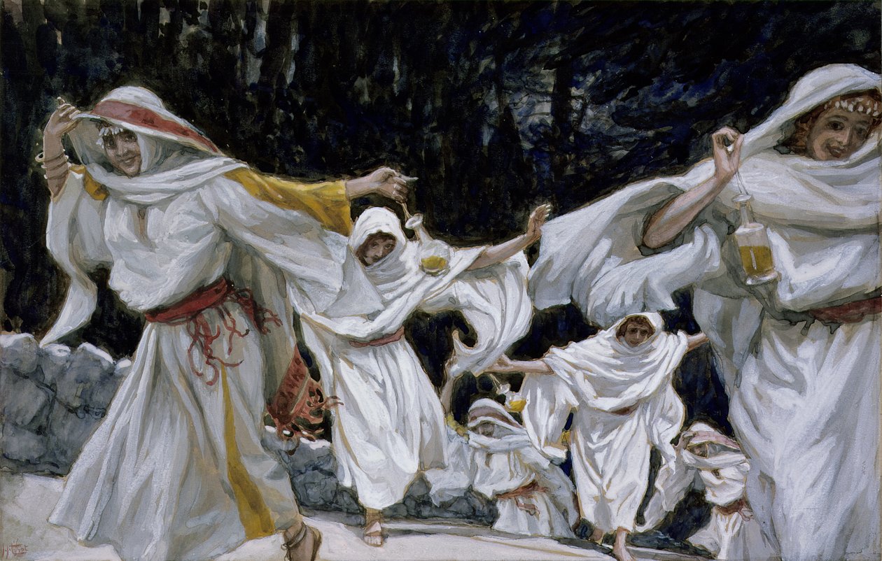 A bölcs szüzek, illusztráció a Krisztus életéhez, 1886-94 körül (wc és gouache kartonon) alkotó: James Jacques Joseph Tissot