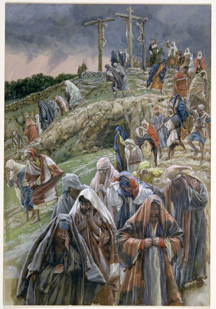 Az emberek, látva a történteket, megverték a melleiket, illusztráció a Krisztus életéhez, 1886-96 körül (guache, kartonon) alkotó: James Jacques Joseph Tissot