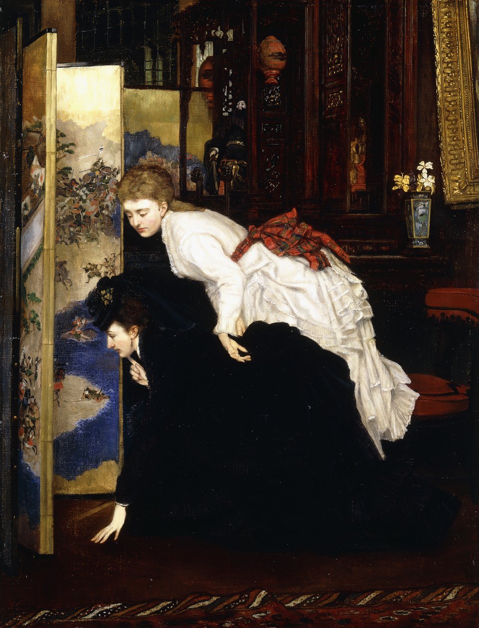 Fiatal nők japán tárgyakat néznek, 1869-1870 körül alkotó: James Jacques Joseph Tissot