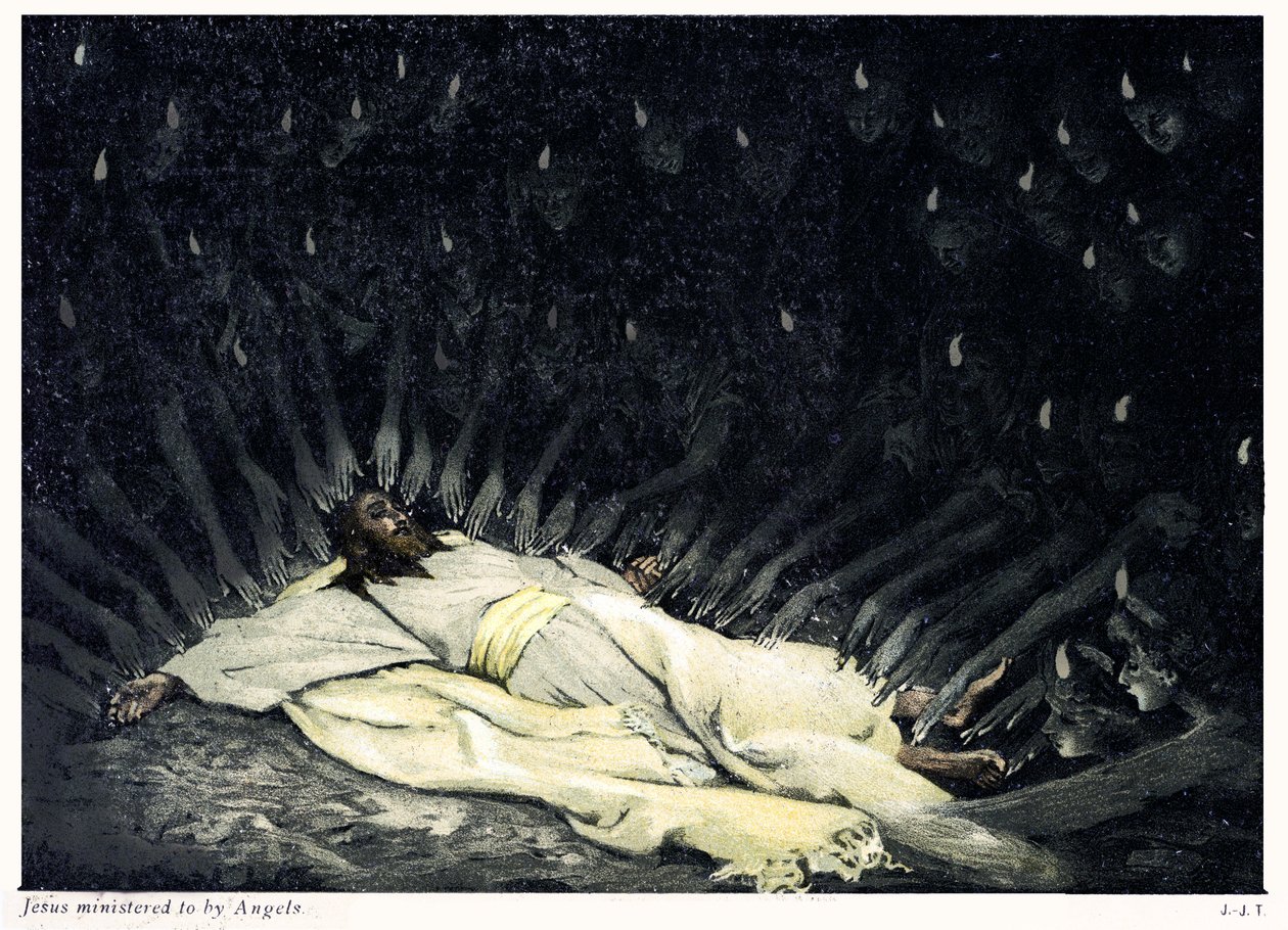 Jézust angyalok szolgálták – Biblia alkotó: James Jacques Joseph after Tissot