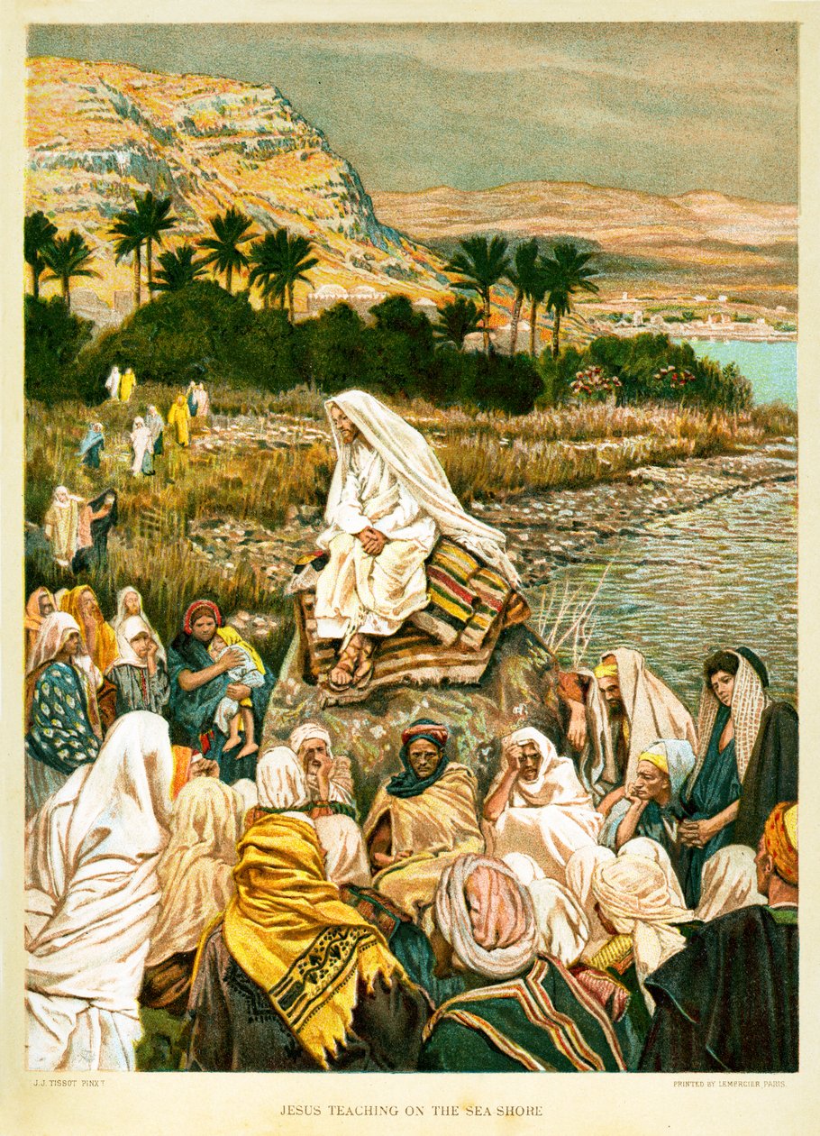 Jézus tanítása a tenger partján - Szent Márk - Biblia alkotó: James Jacques Joseph after Tissot