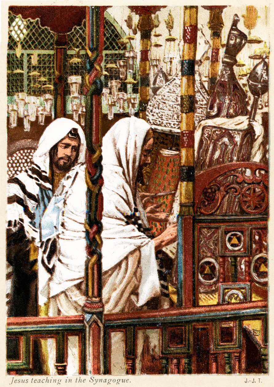 Jézus tanítás a zsinagógában - Szent Máté - Biblia alkotó: James Jacques Joseph after Tissot