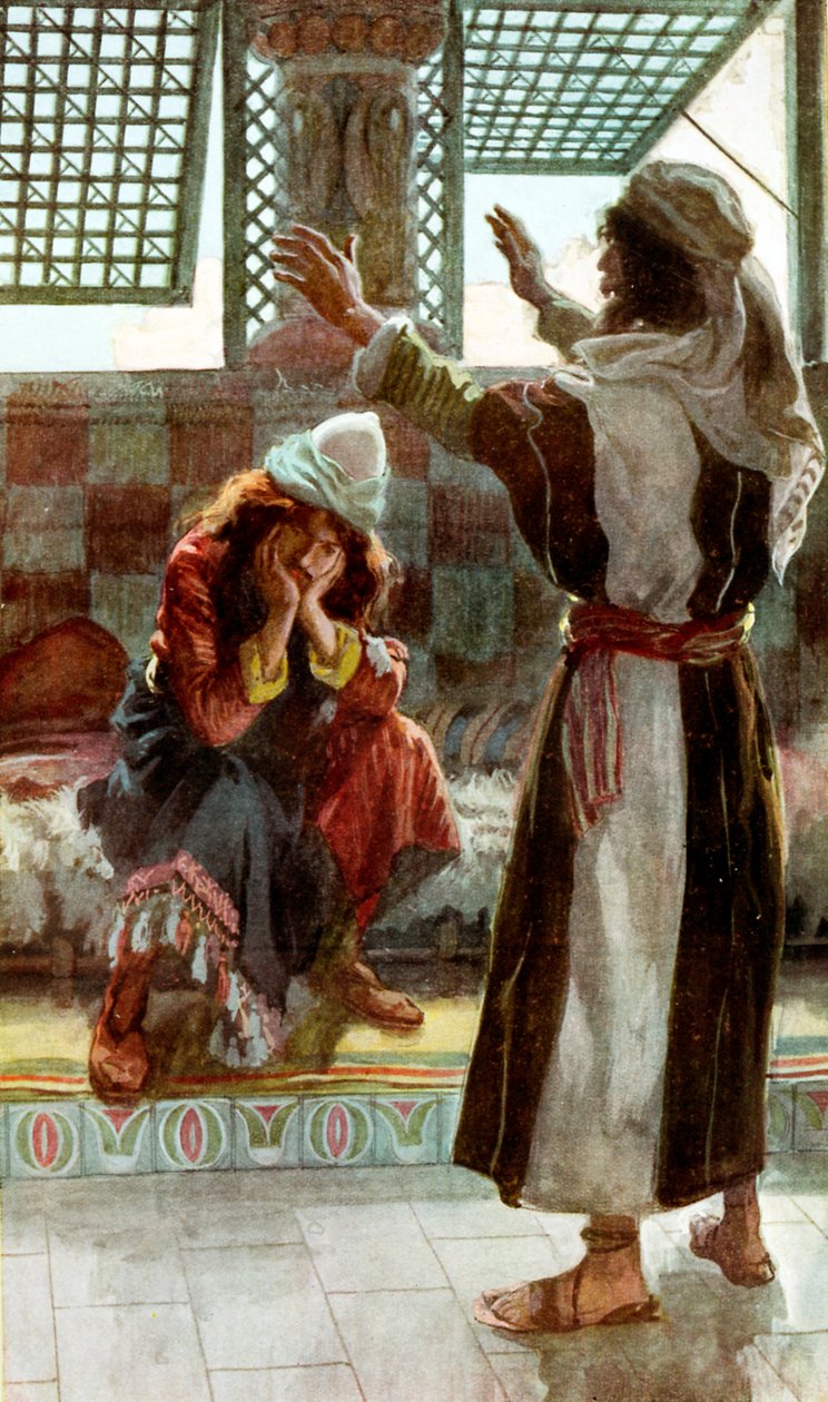 Nathan szemrehányást tesz Davidnek – J James Tissot – Biblia alkotó: James Jacques Joseph after Tissot