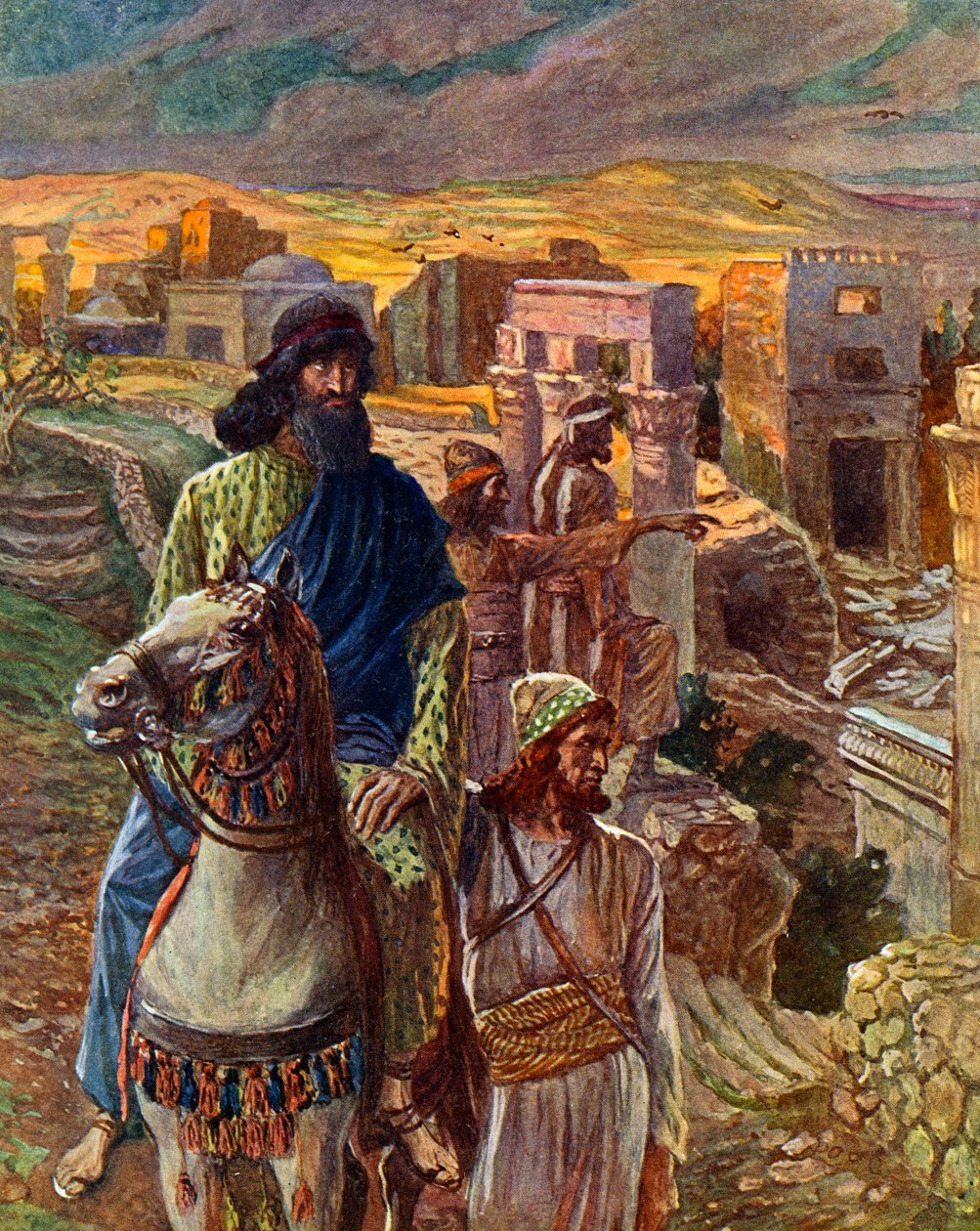 Nehémiás Jeruzsálem romjait nézi – Biblia alkotó: James Jacques Joseph after Tissot