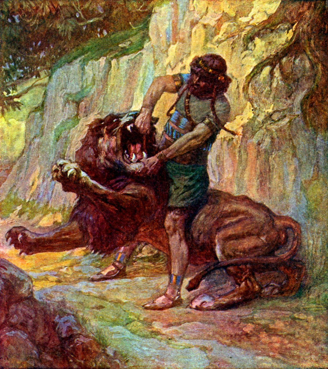 Sámson megöl egy oroszlánt J James Tissot - Biblia alkotó: James Jacques Joseph after Tissot