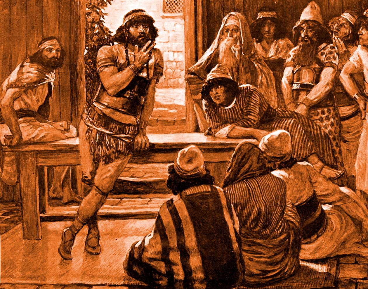 Sámson rejtvényt állít fel Tissottól – Biblia alkotó: James Jacques Joseph after Tissot