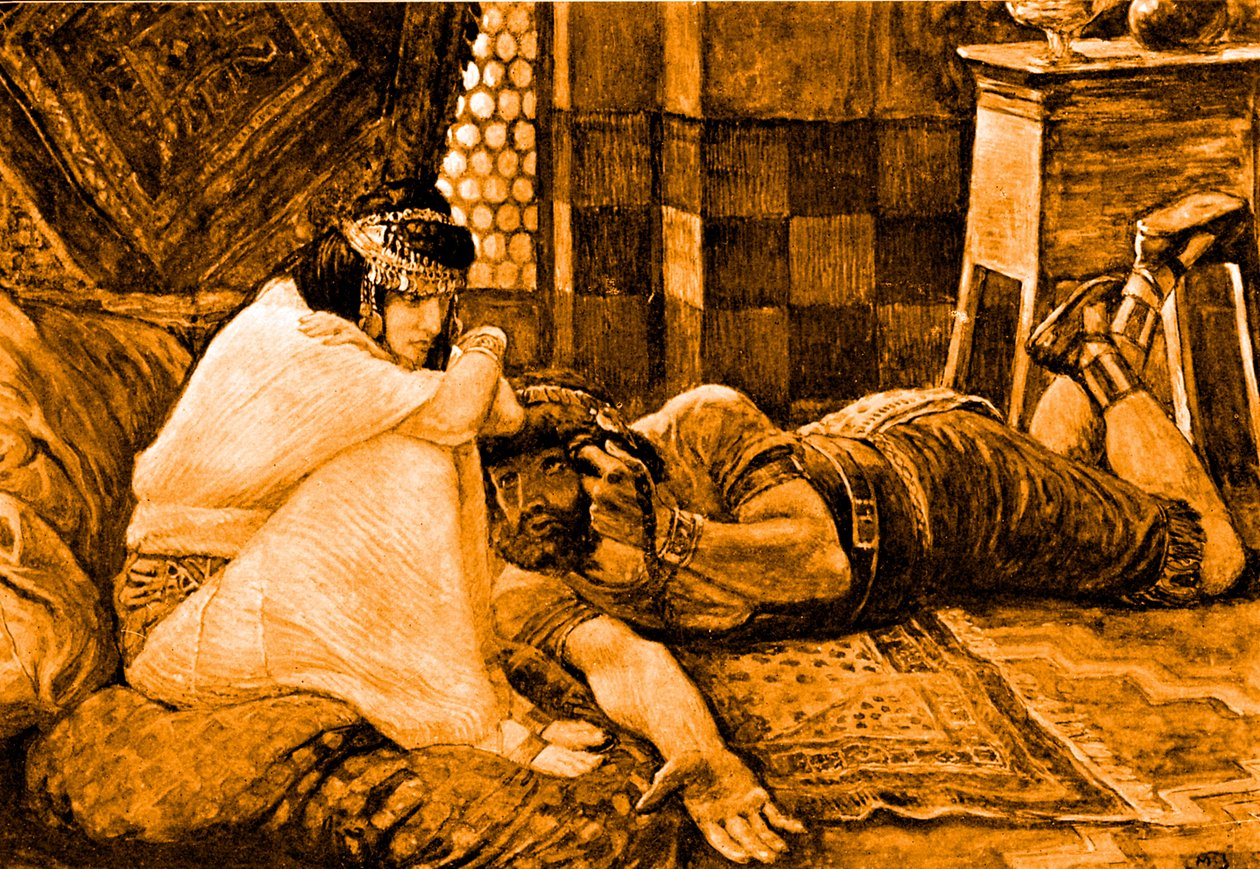 Sámson felfedi titkát Delilának – Biblia alkotó: James Jacques Joseph after Tissot