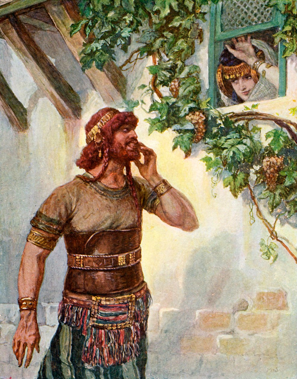 Sámson meglátja Delillát az ablakában – Biblia alkotó: James Jacques Joseph after Tissot