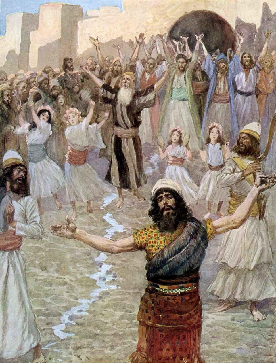 Saul prófétál a prófétákkal a Tissot-Biblia szerint alkotó: James Jacques Joseph after Tissot