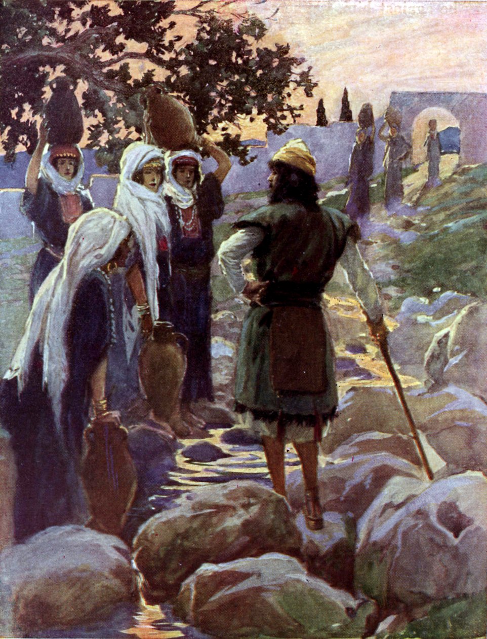Saul kérdőre vonja a fiatal lányokat Tissot – Biblia által alkotó: James Jacques Joseph after Tissot