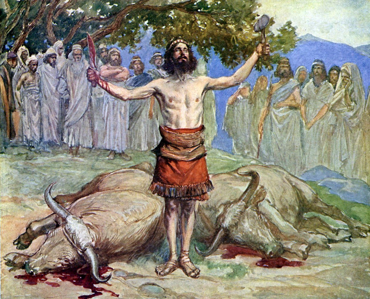 Saul feláldozza az ökröket J James Tissot - Biblia alkotó: James Jacques Joseph after Tissot