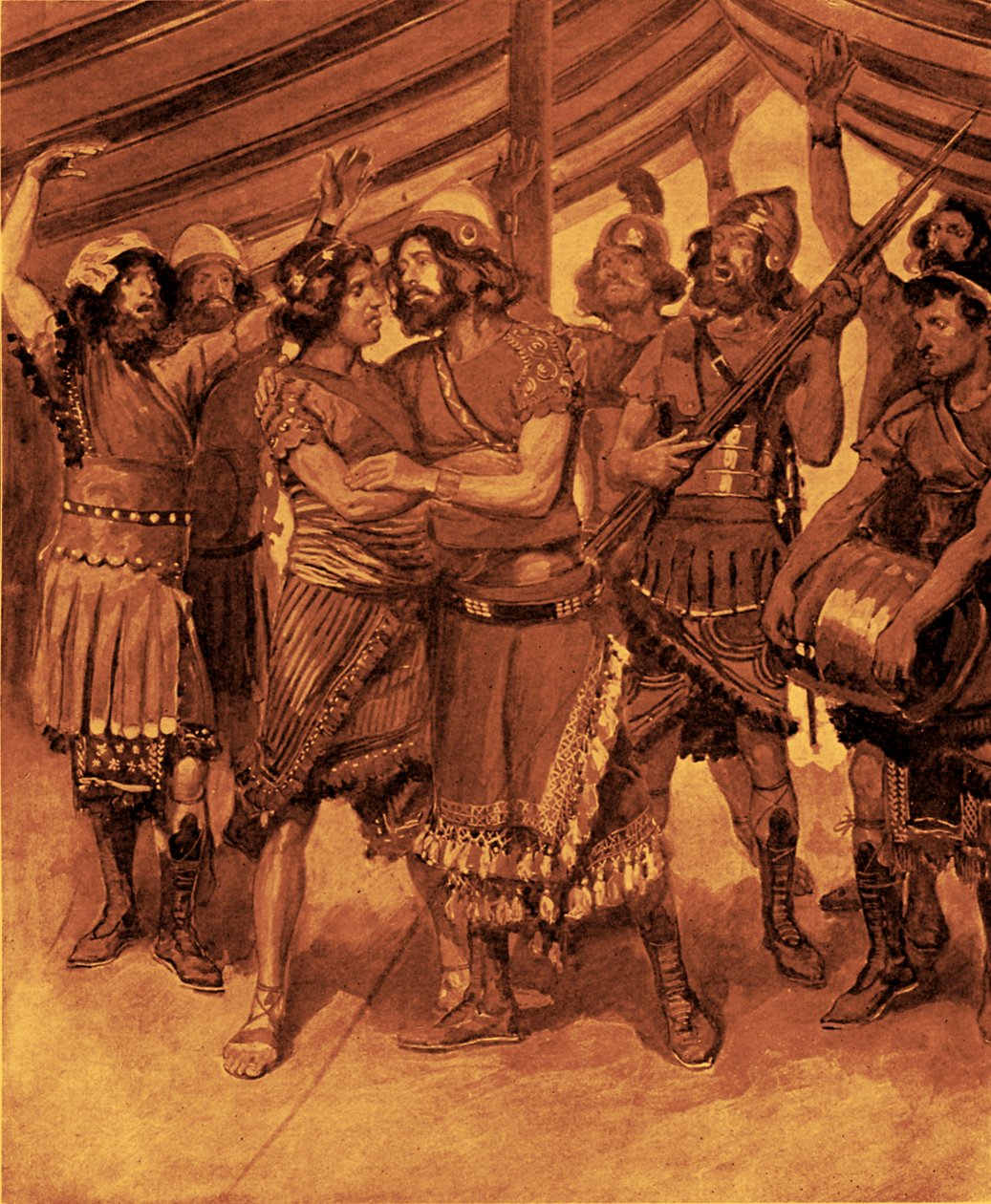 Jonatán és Dávid barátsága – Biblia alkotó: James Jacques Joseph after Tissot