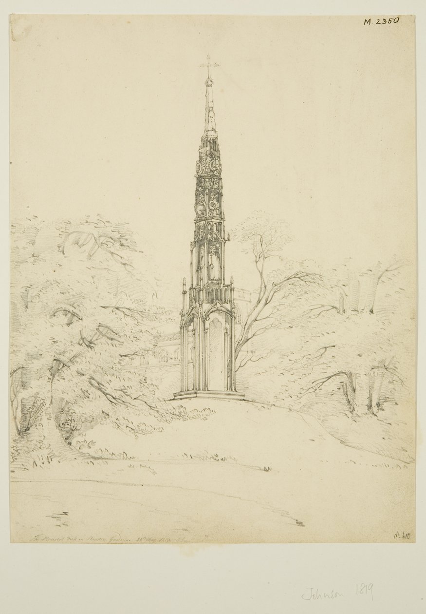 Bristol High Cross a Stourhead Gardensben, 1819. május 25. (ceruza papíron) alkotó: James Johnson
