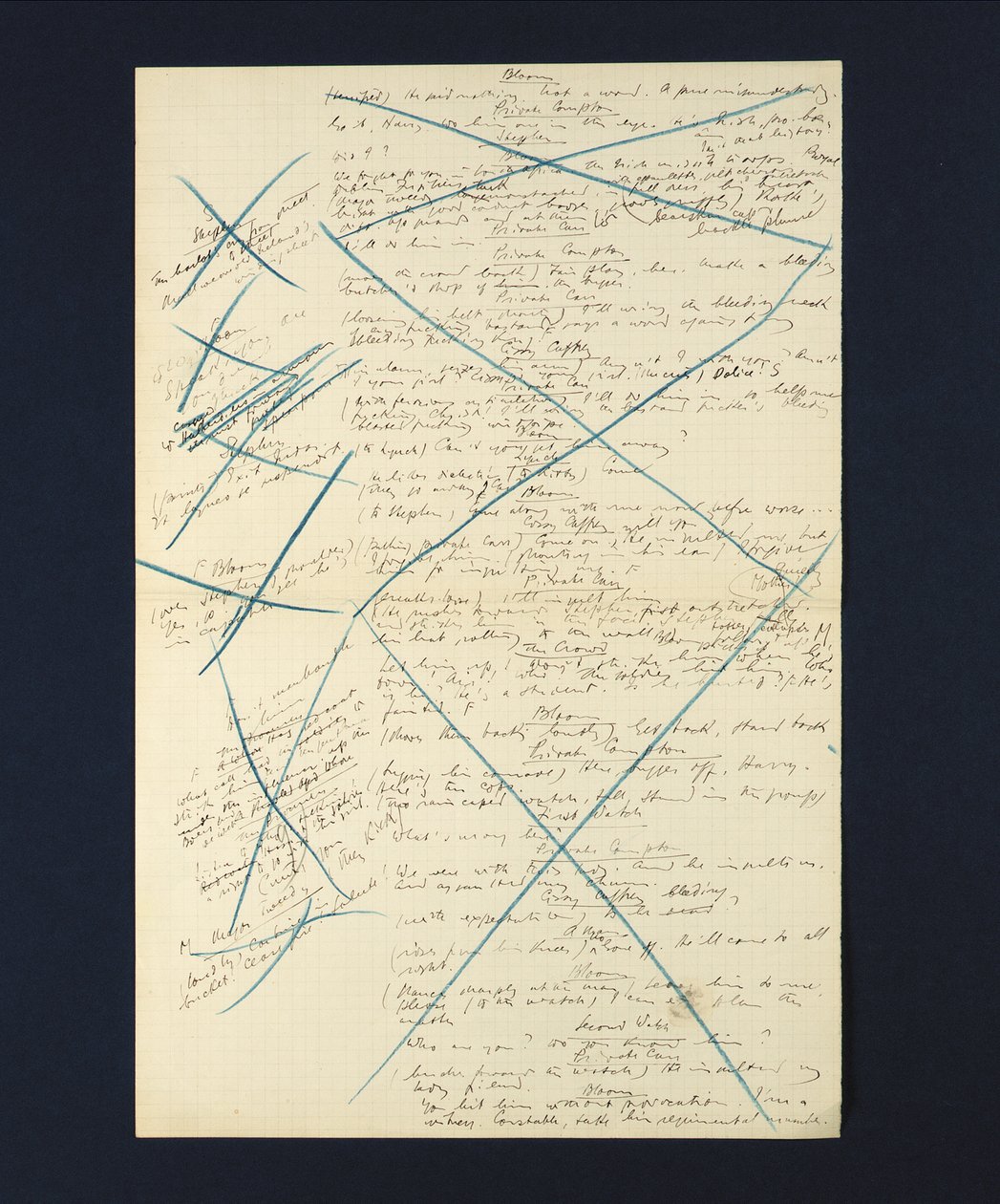 Autográf kézirat az Ulysses, Párizs, 1920. július-december, „Circe” epizódjához (toll, tinta és ceruza papíron) (lásd még: 490413) alkotó: James Joyce