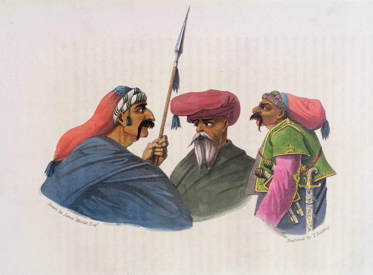 Courdish Chiefs az „A Second Journey through Persia, 1810-16” című filmből, Theodore H.A. metszete. Fielding (1781-1851) 1818 alkotó: James Justinian Morier