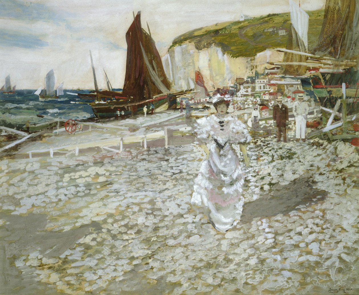 The Shingle Beach (wc és magasítás papíron) alkotó: James Kay