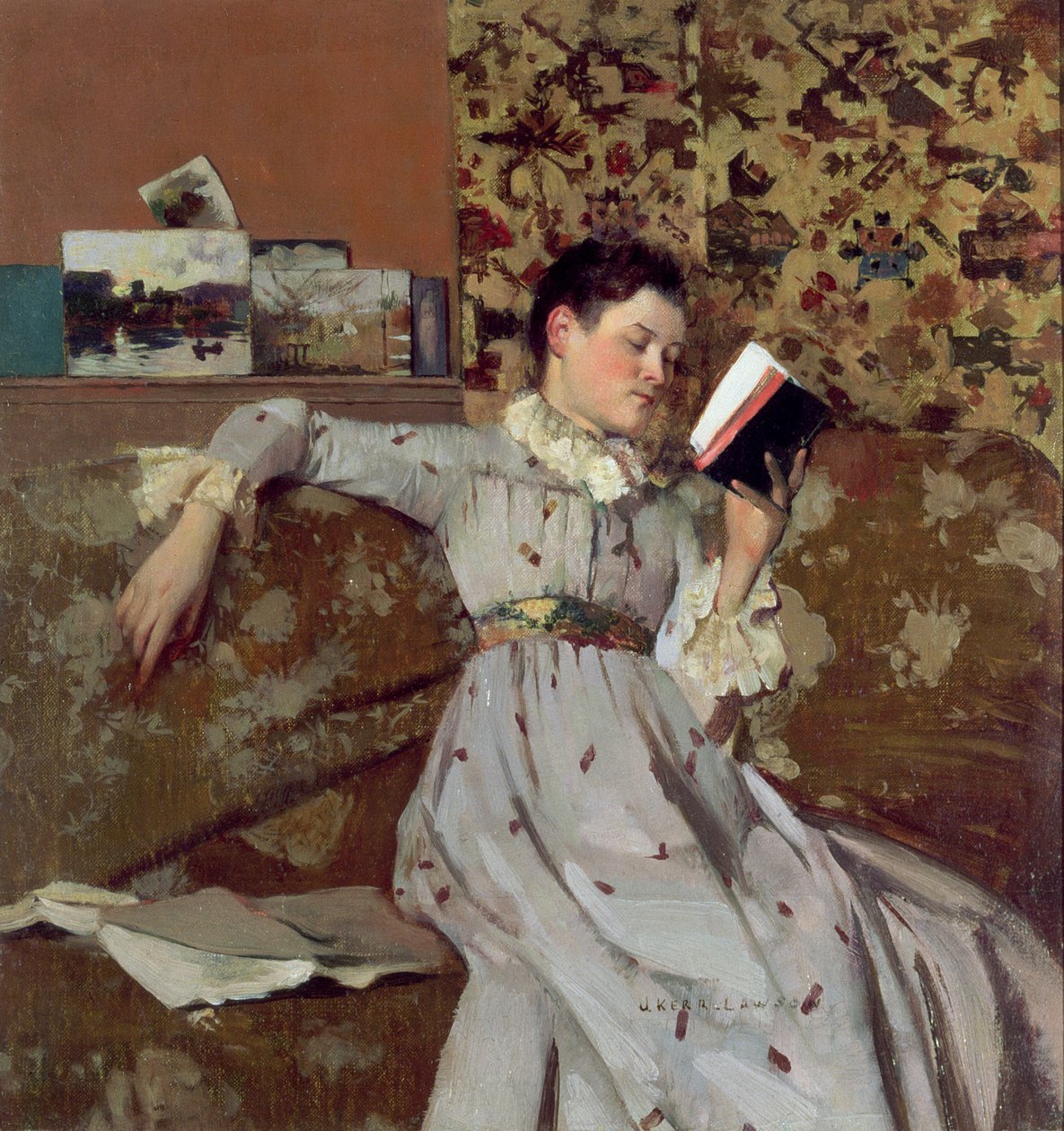Caterina könyvet olvas, 1888 körül alkotó: James Kerr Lawson