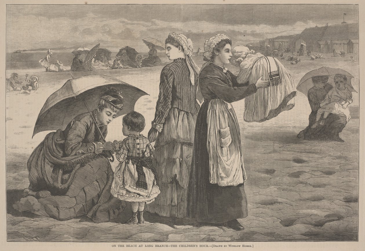 A Long Branch-i tengerparton – Gyermekóra, 1874 alkotó: James L. Langridge