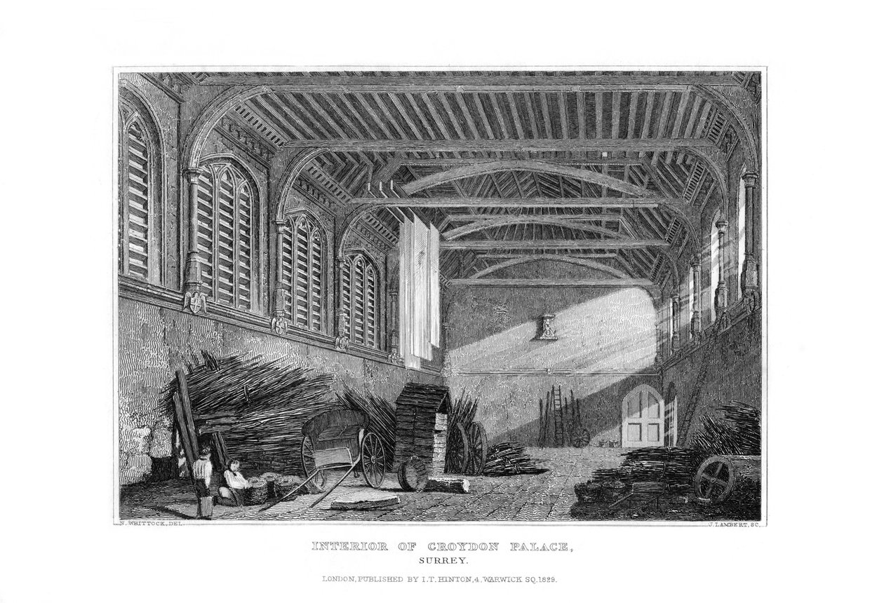 A Croydon-palota belseje, Surrey, 1829. alkotó: James Lambert