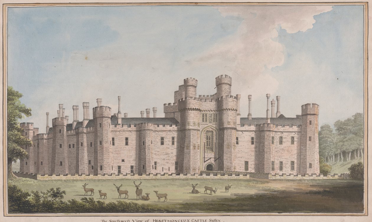 Herstmonceux-kastély, East Sussex: South West View alkotó: James Lambert  of Lewes