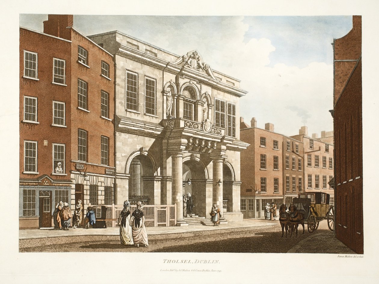 Tholsel, Dublin, 1798 (kézzel színezett metszet) alkotó: James Malton