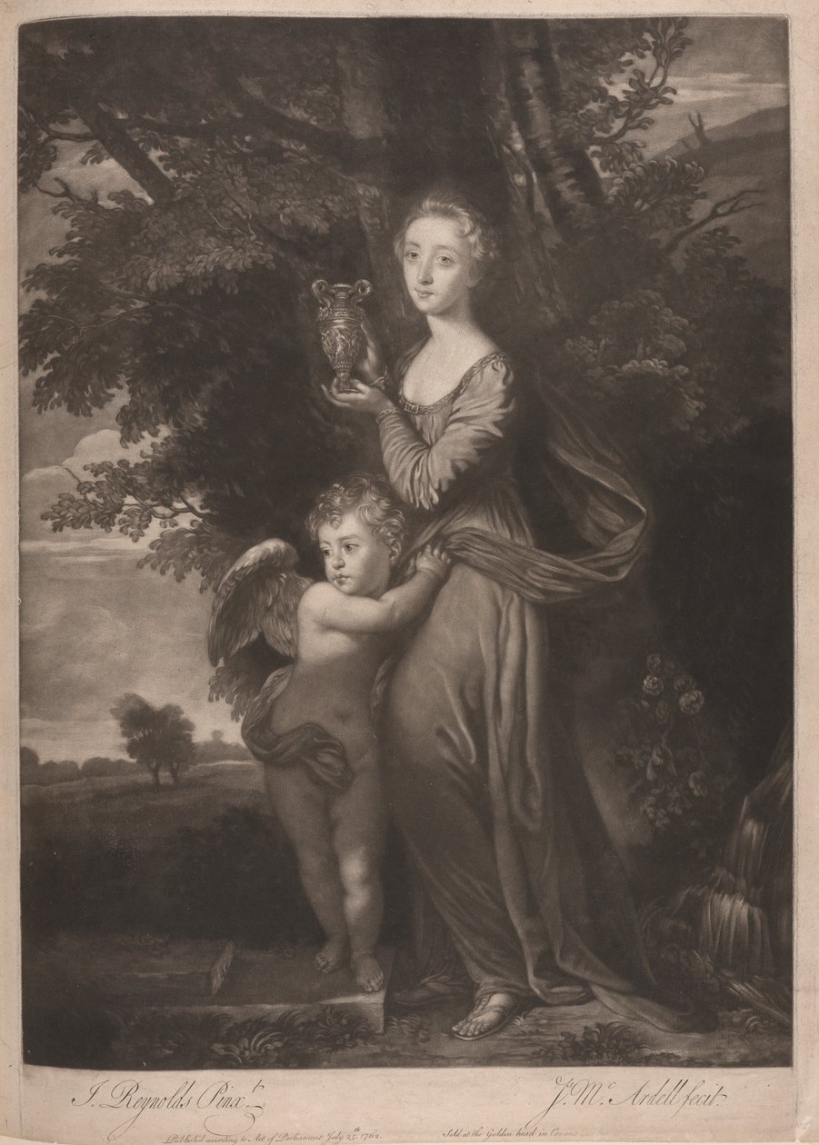 Miss Gravile (Frances Anne Greville és testvére, mint "Hebe és Cupido") alkotó: James McArdell
